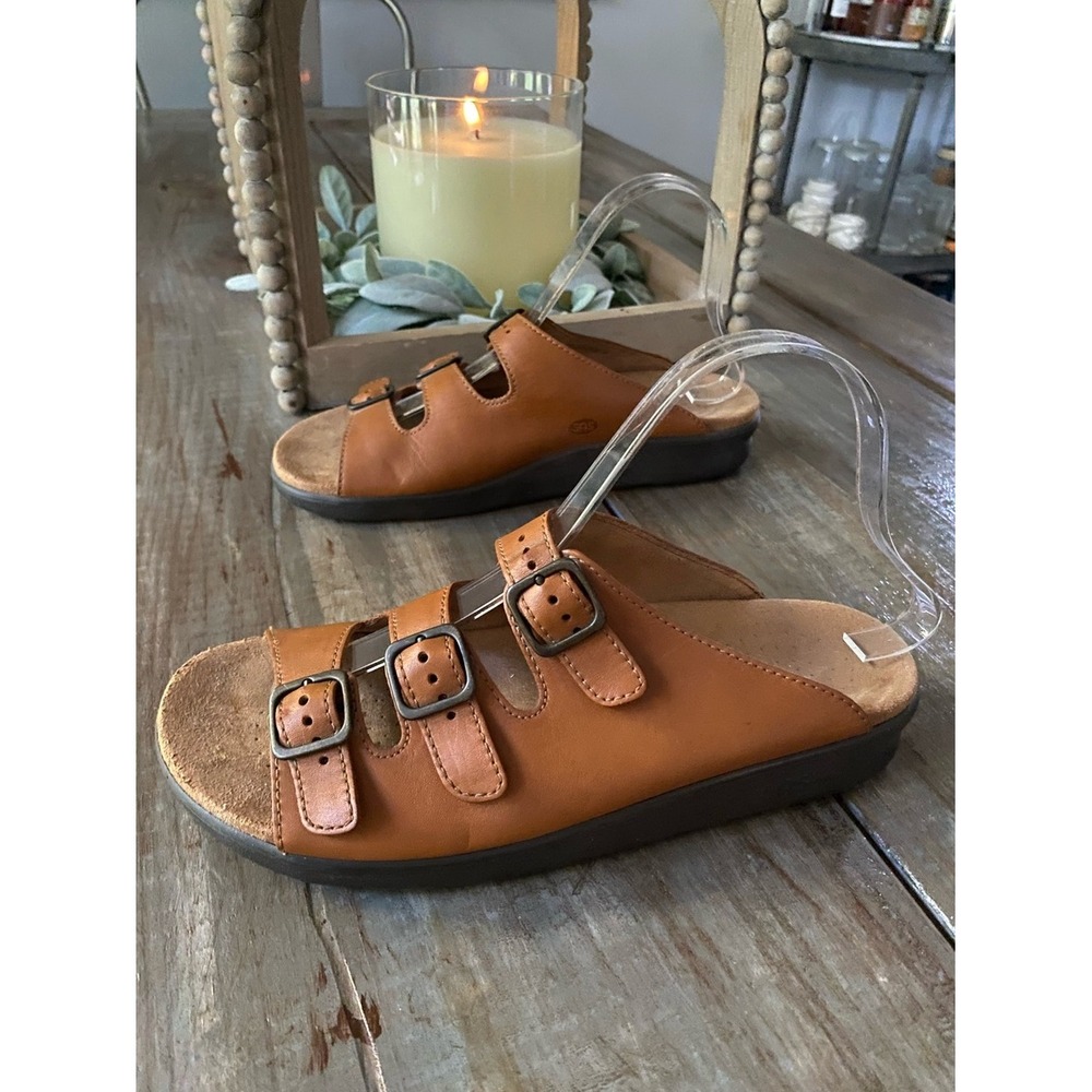 SAS Tripad Comfort Leather Sandals Shoes Womens 9 Narrow Tan Brown